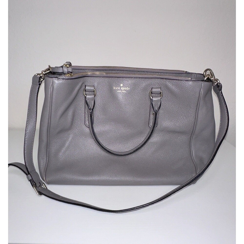 Kate Spade mulberry street Leighann Gray Leather Satchel Bag Large